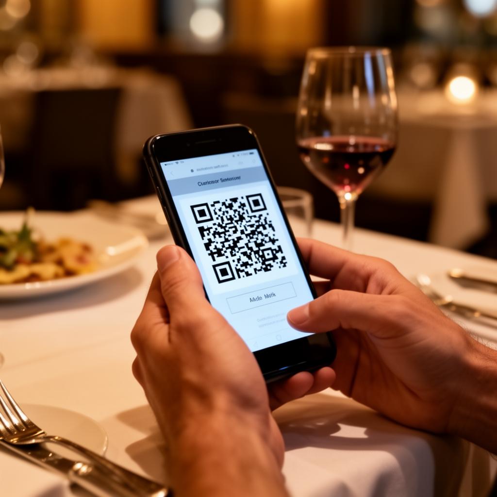 Client scannant un QR code à table